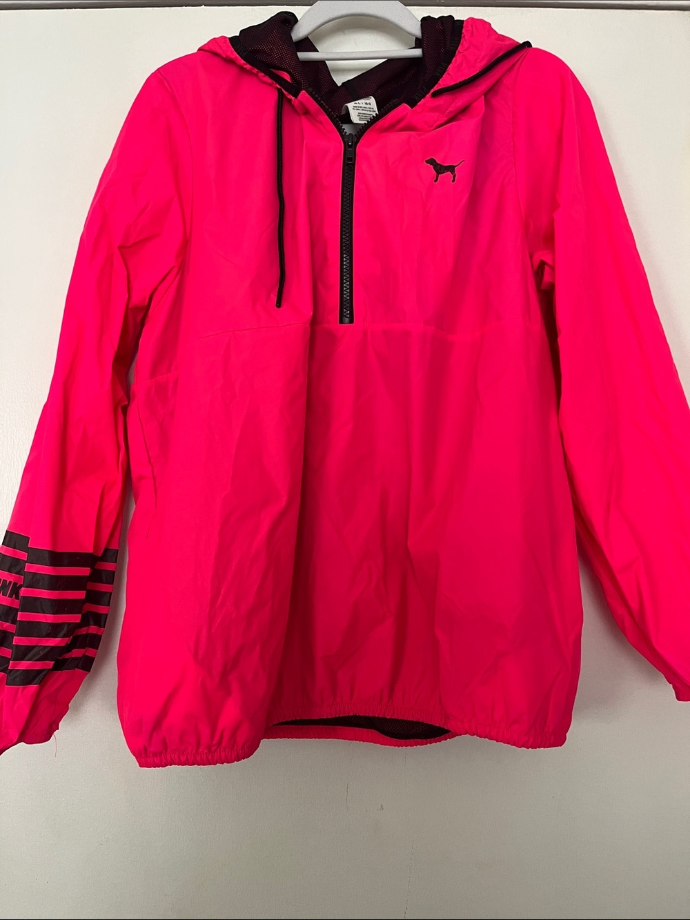 PINK Victoria's Secret Neon Pink Hooded Rain Pullover